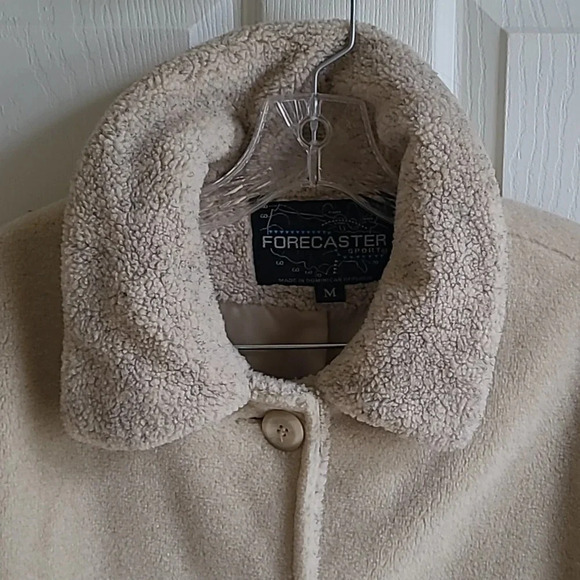 Vintage Forecaster Sport Sherpa Fleece Button-down Coat - Size  M - Cream/Tan - Picture 2 of 7